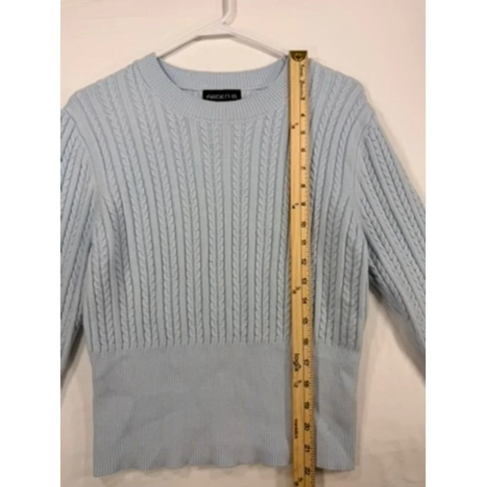 Arden B Cable Knit Sweater Womens‎ XL Light Blue Excellent Long Sleeve Crewneck